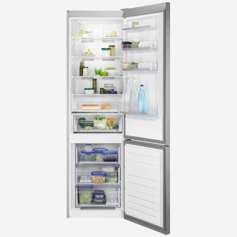 Zanussi Fridge Freezer 200cm Stainless Steel