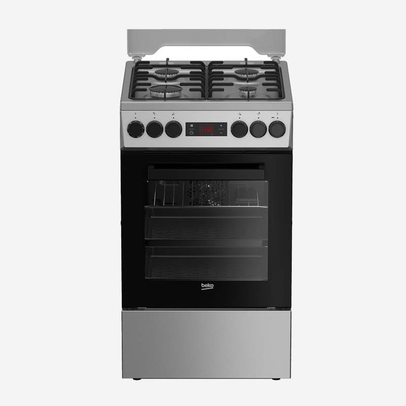 Beko Cooker Gas Black & SSteel 4 Burner 50x60cm